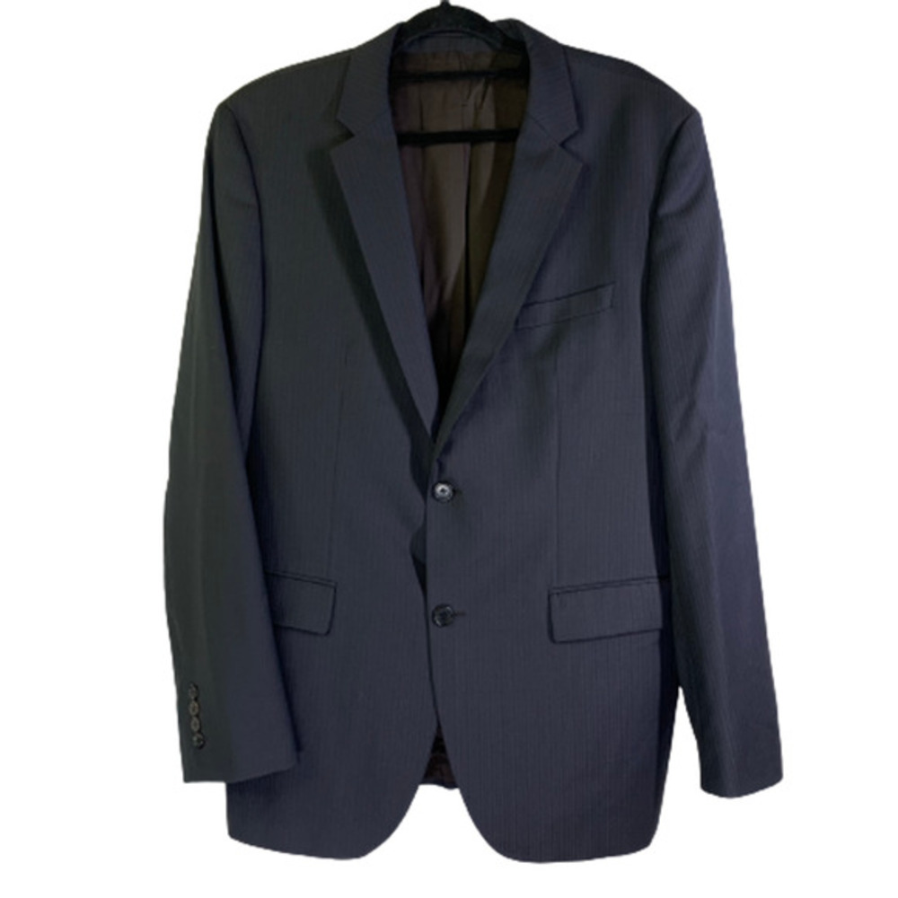 HUGO BOSS Grey Pinstripe Wool Tesse Biella Suit Jacket